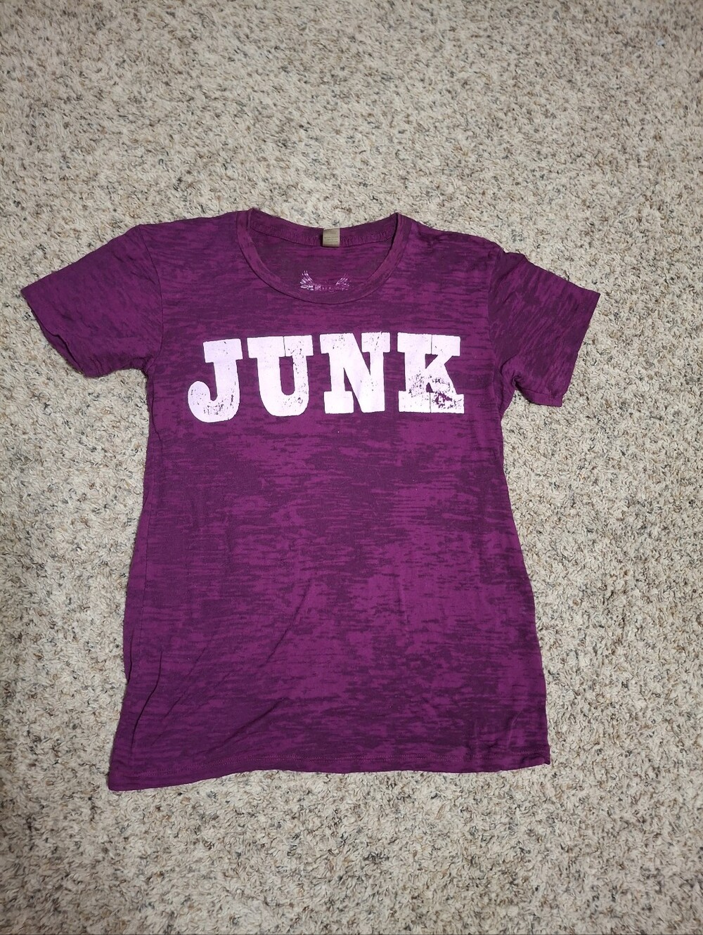 JUNK GYPSY Magenta Graphic Tee with White "JUNK" Print